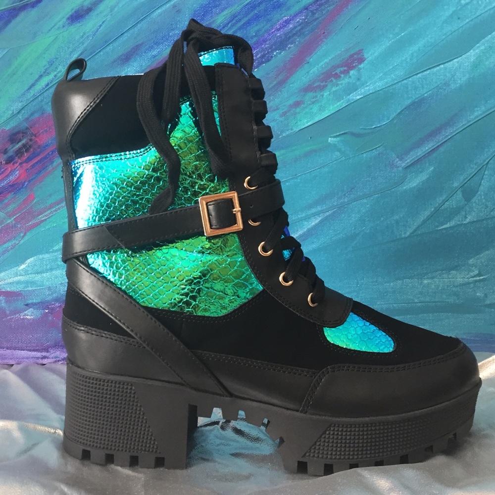 Dollskill/Festival style Mermaid Combat Boots!